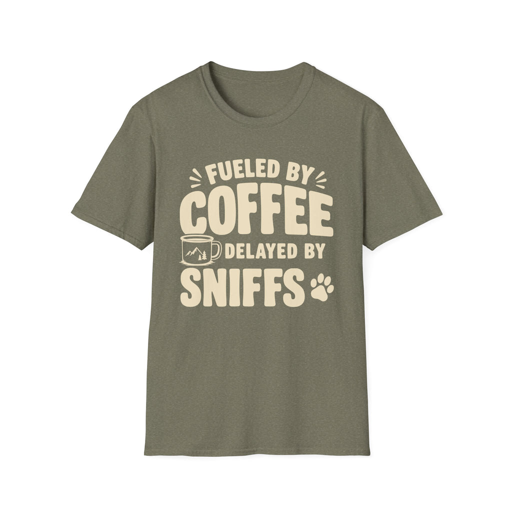 Fueled by Coffee, Delayed by Sniffs Unisex Tee