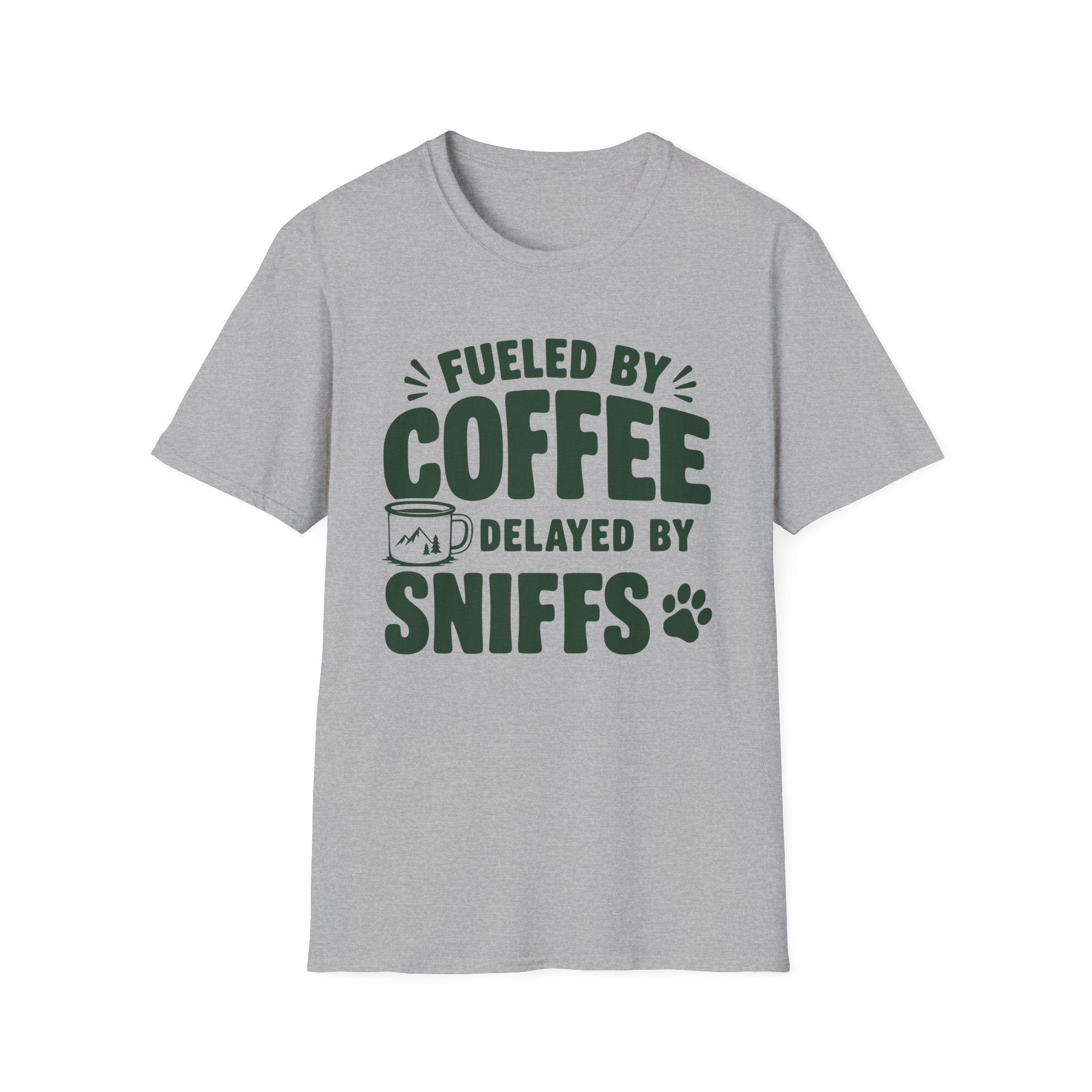 Fueled by Coffee, Delayed by Sniffs Unisex Tee