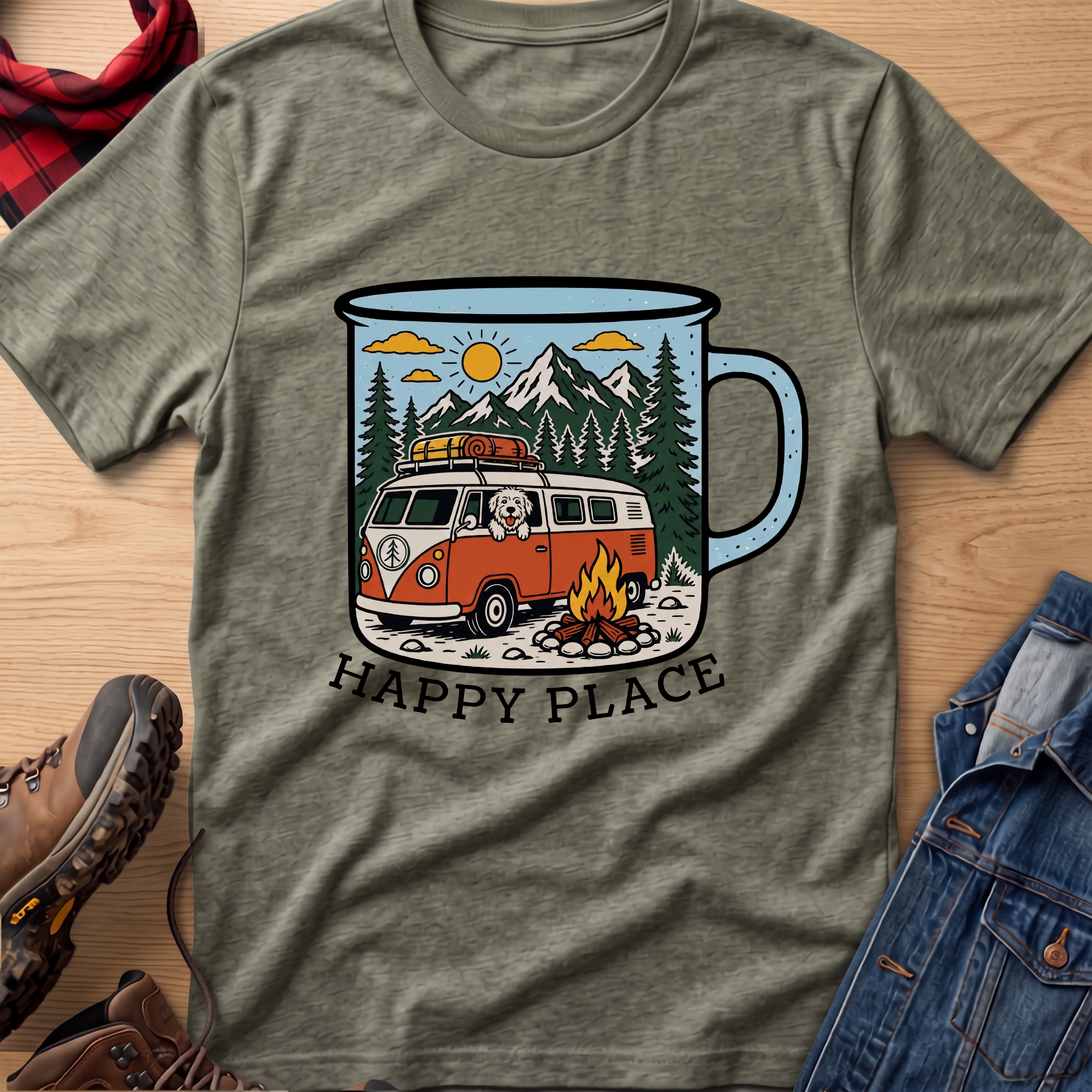 Happy Place Camp Mug Unisex Tee