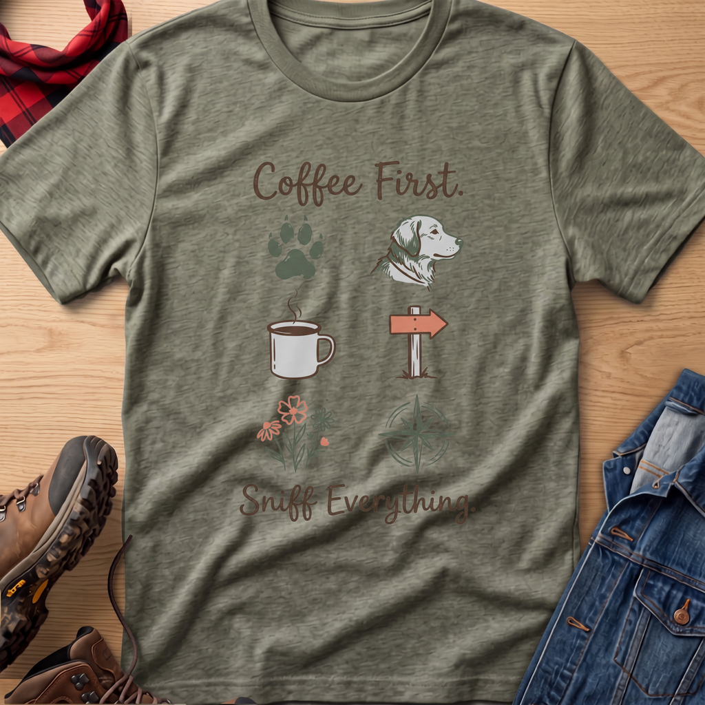 Coffee First. Sniff Everything. Unisex Tee