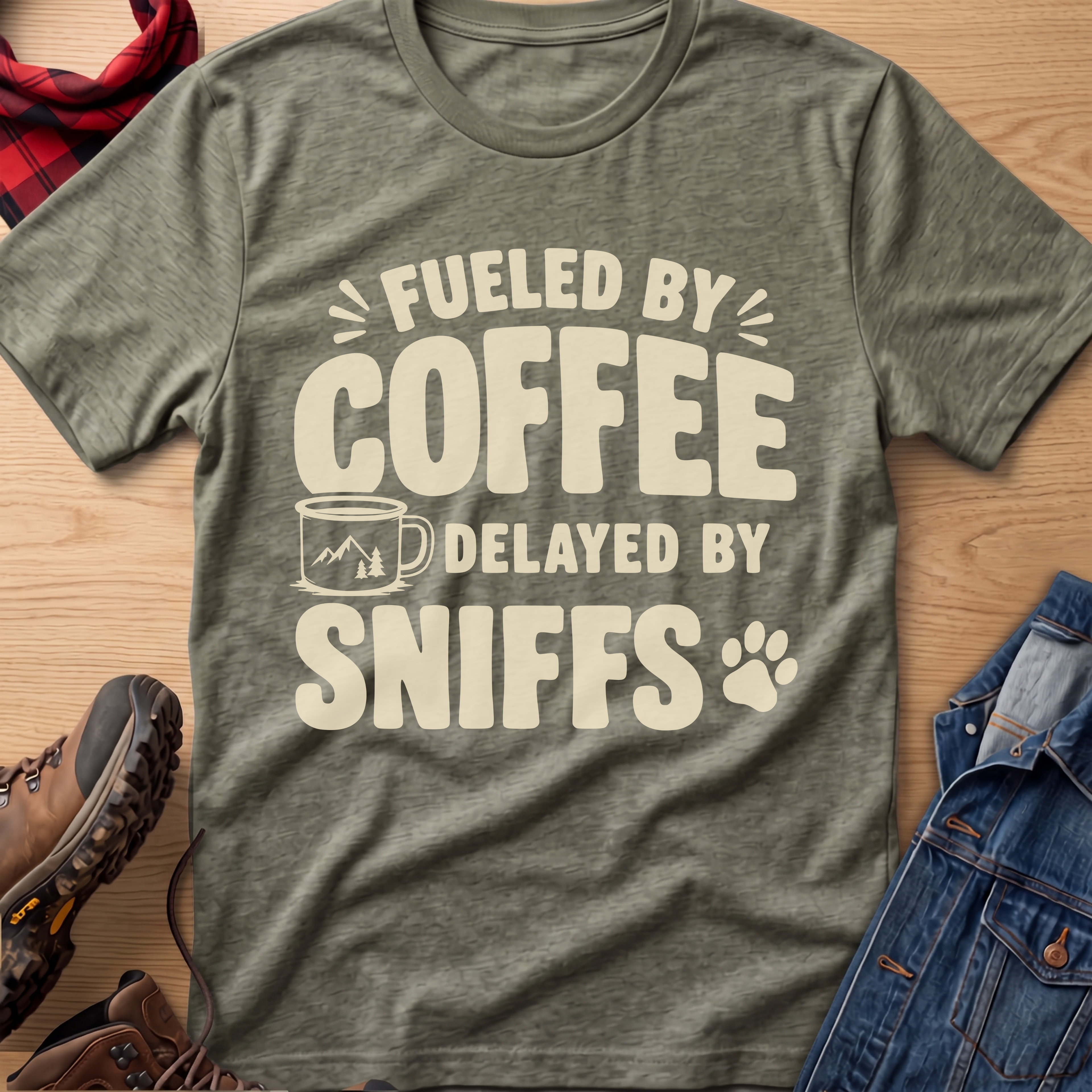 Fueled by Coffee, Delayed by Sniffs Unisex Tee