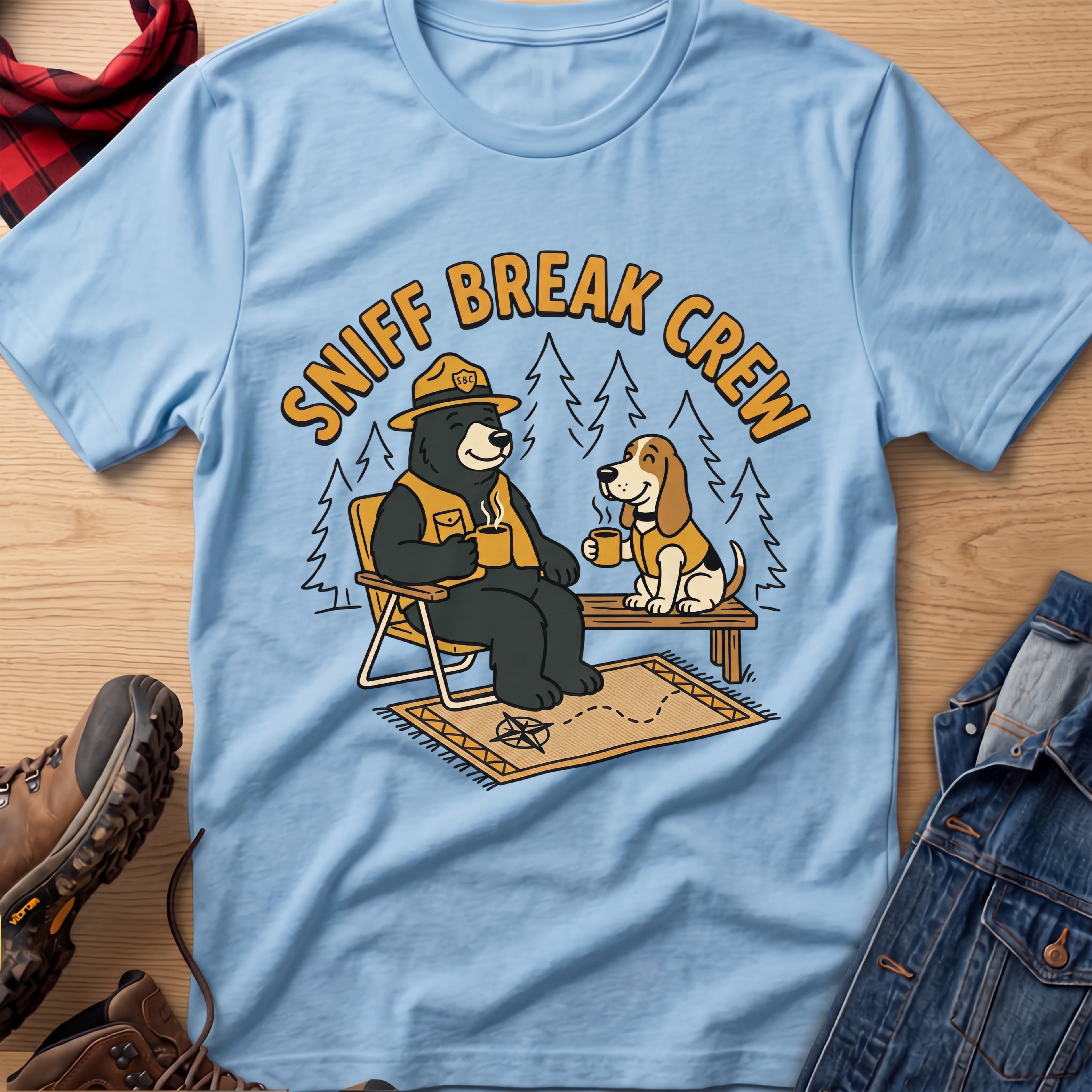 Bear & Dog Sniff Break Crew Unisex Tee