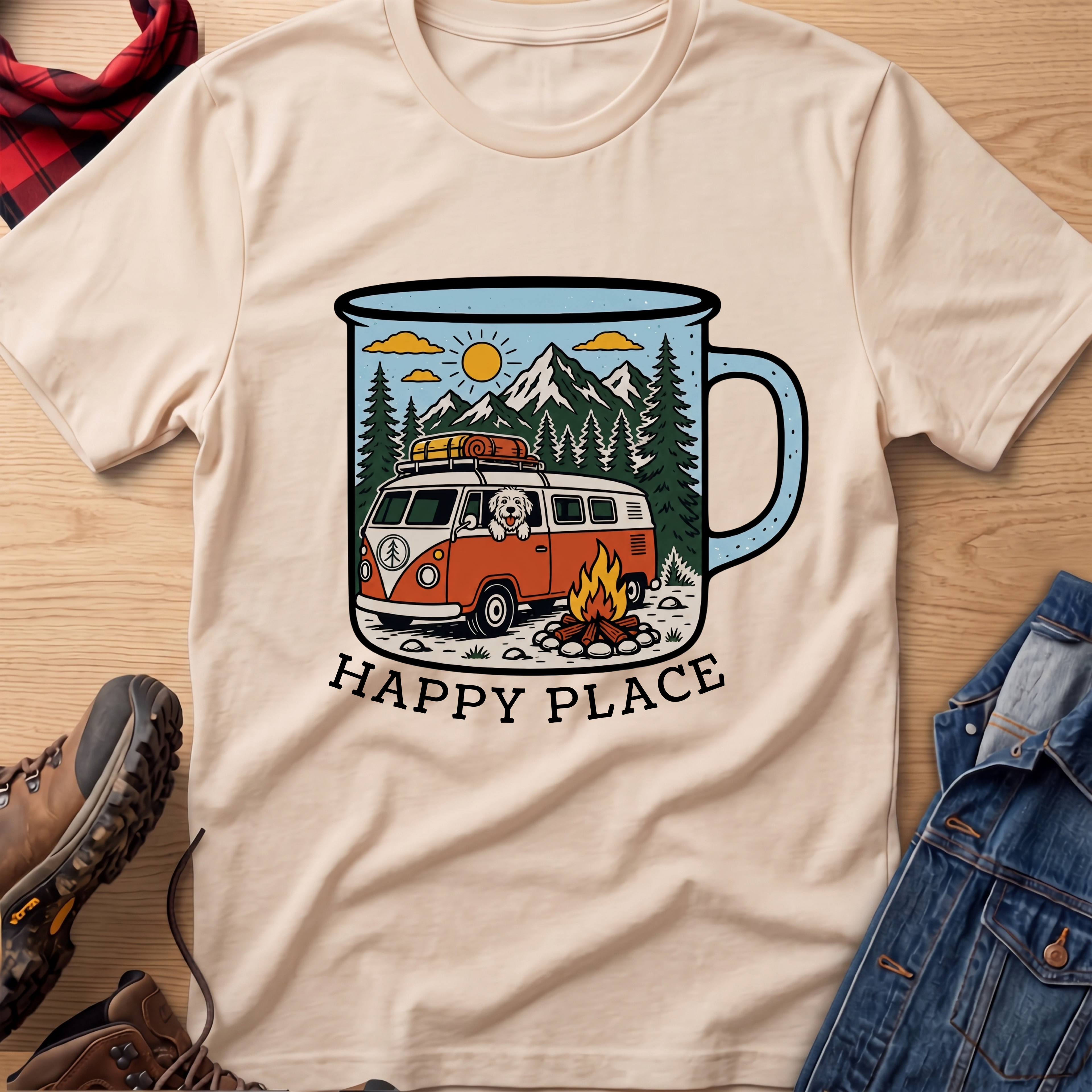 Happy Place Camp Mug Unisex Tee