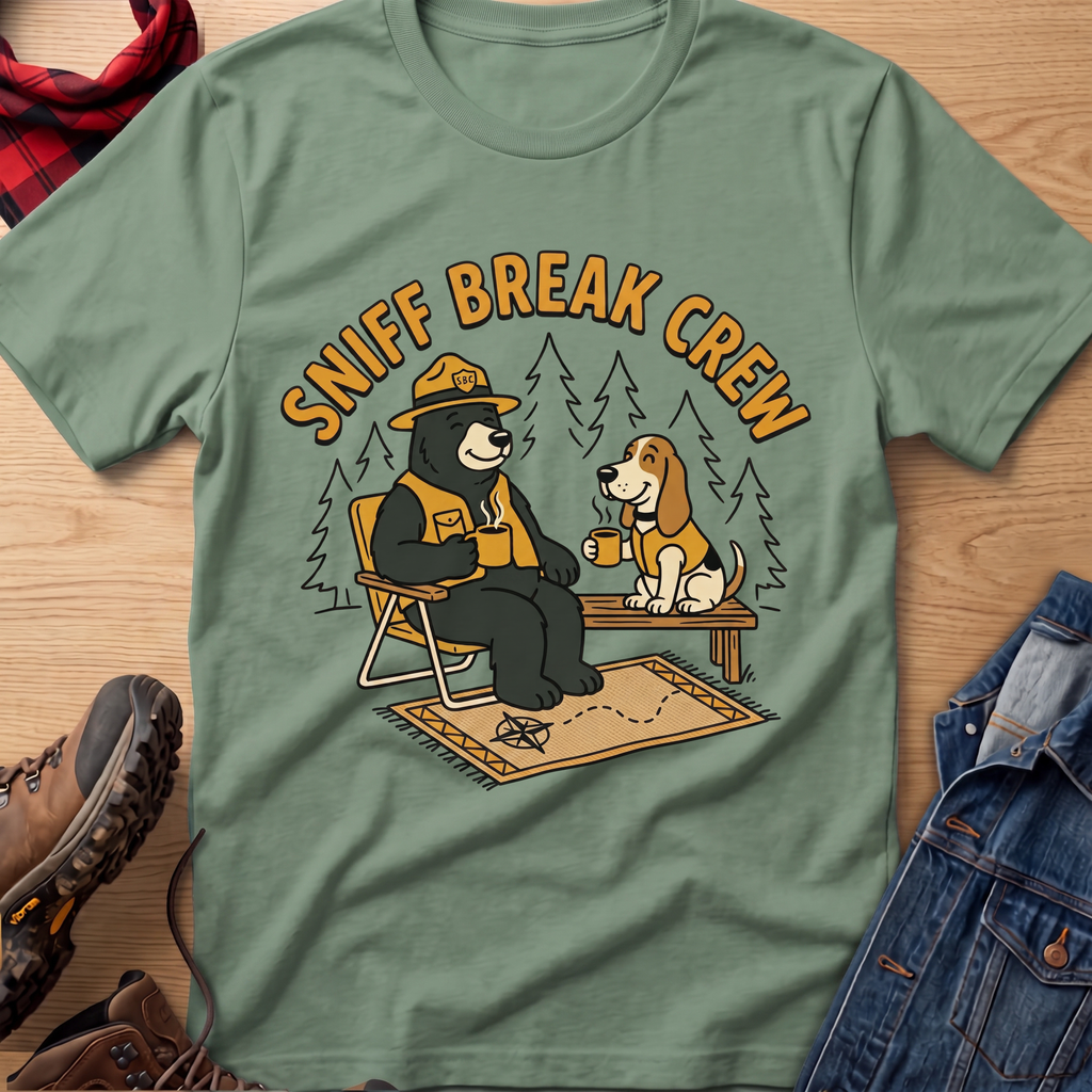 Bear & Dog Sniff Break Crew Unisex Tee