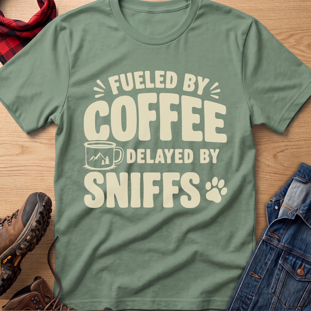 Fueled by Coffee, Delayed by Sniffs Unisex Tee