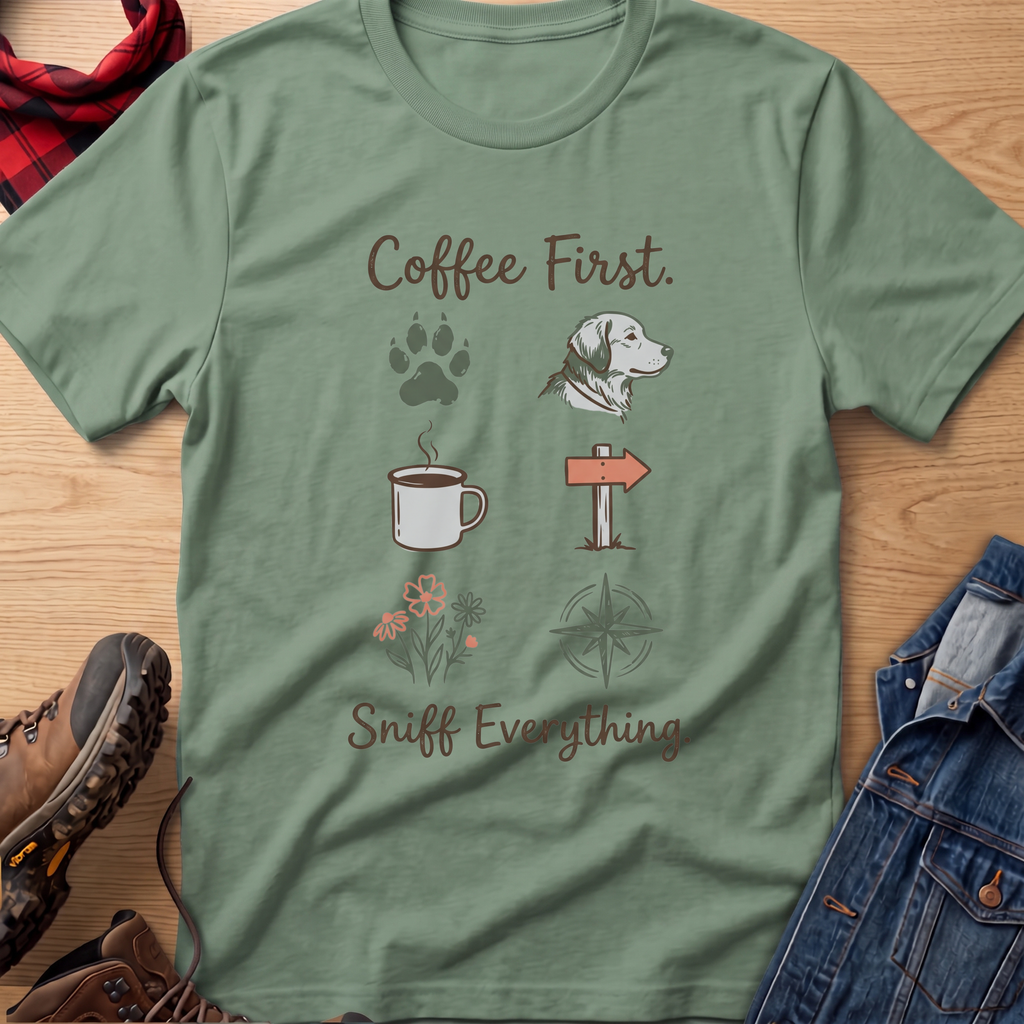 Coffee First. Sniff Everything. Unisex Tee