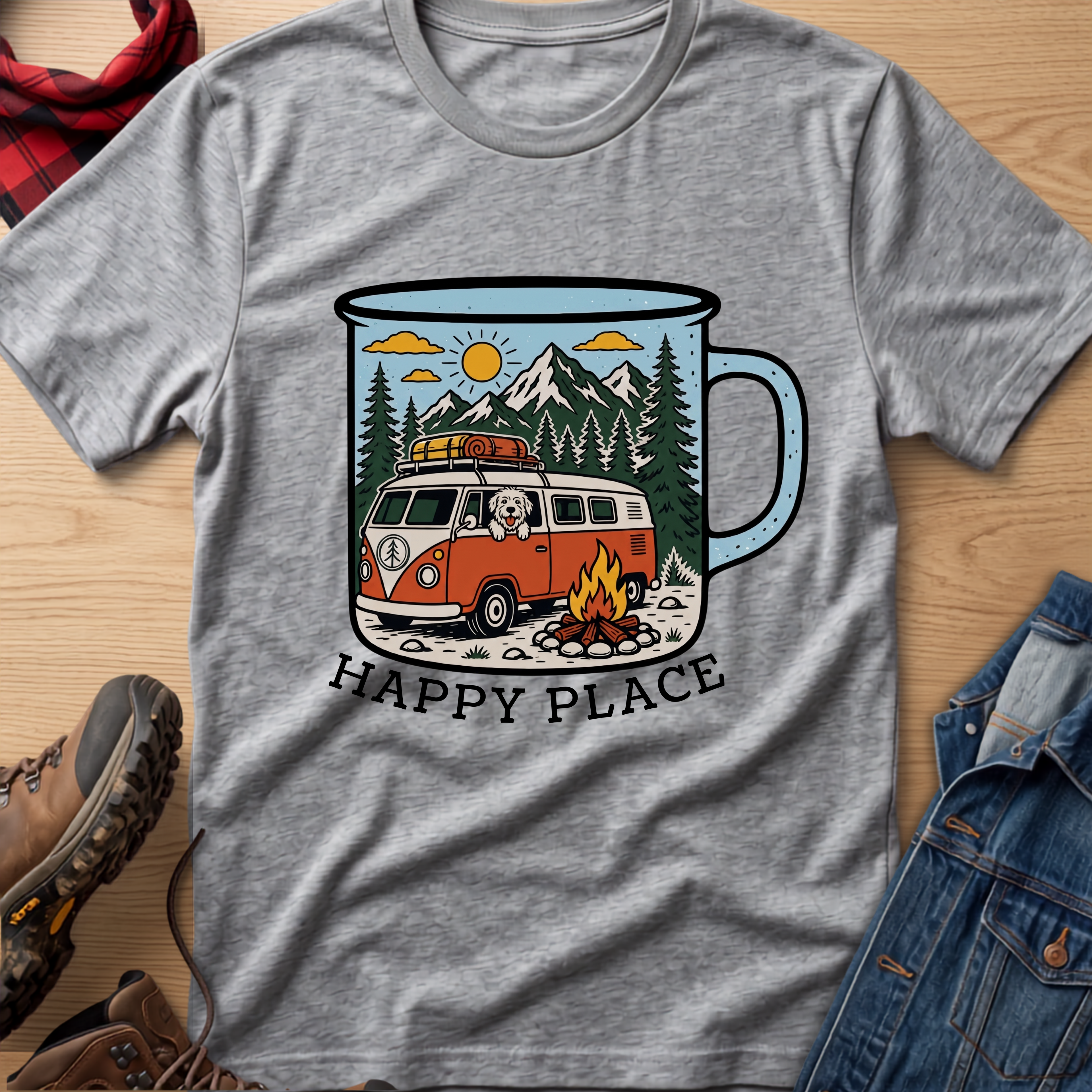 Happy Place Camp Mug Unisex Tee