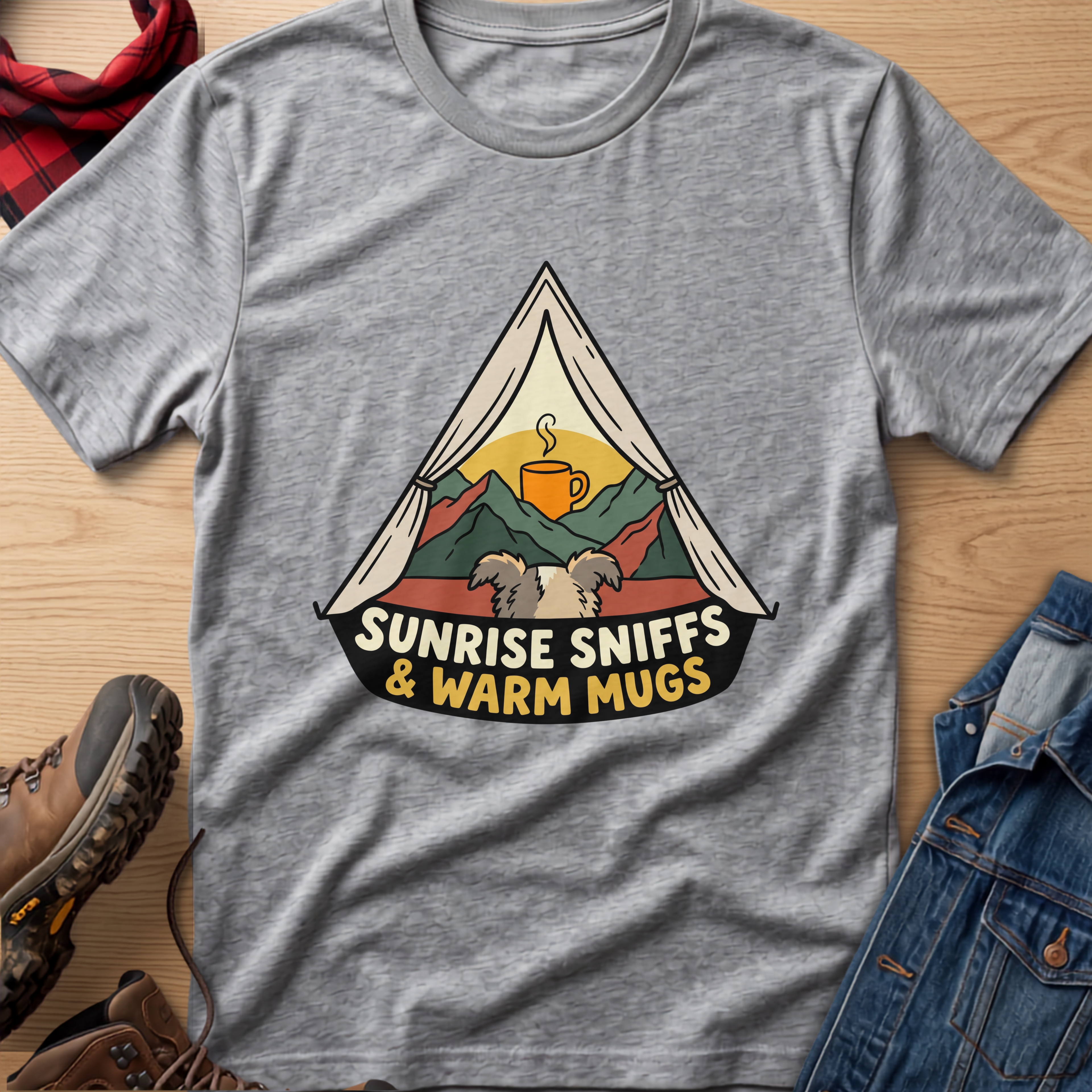 Sunrise Sniffs & Warm Mugs Unisex Tee