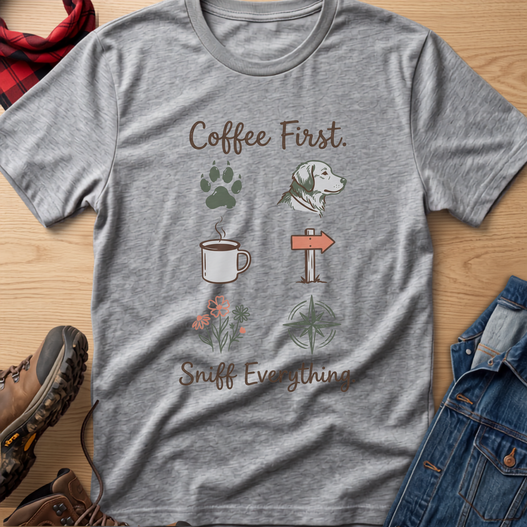 Coffee First. Sniff Everything. Unisex Tee