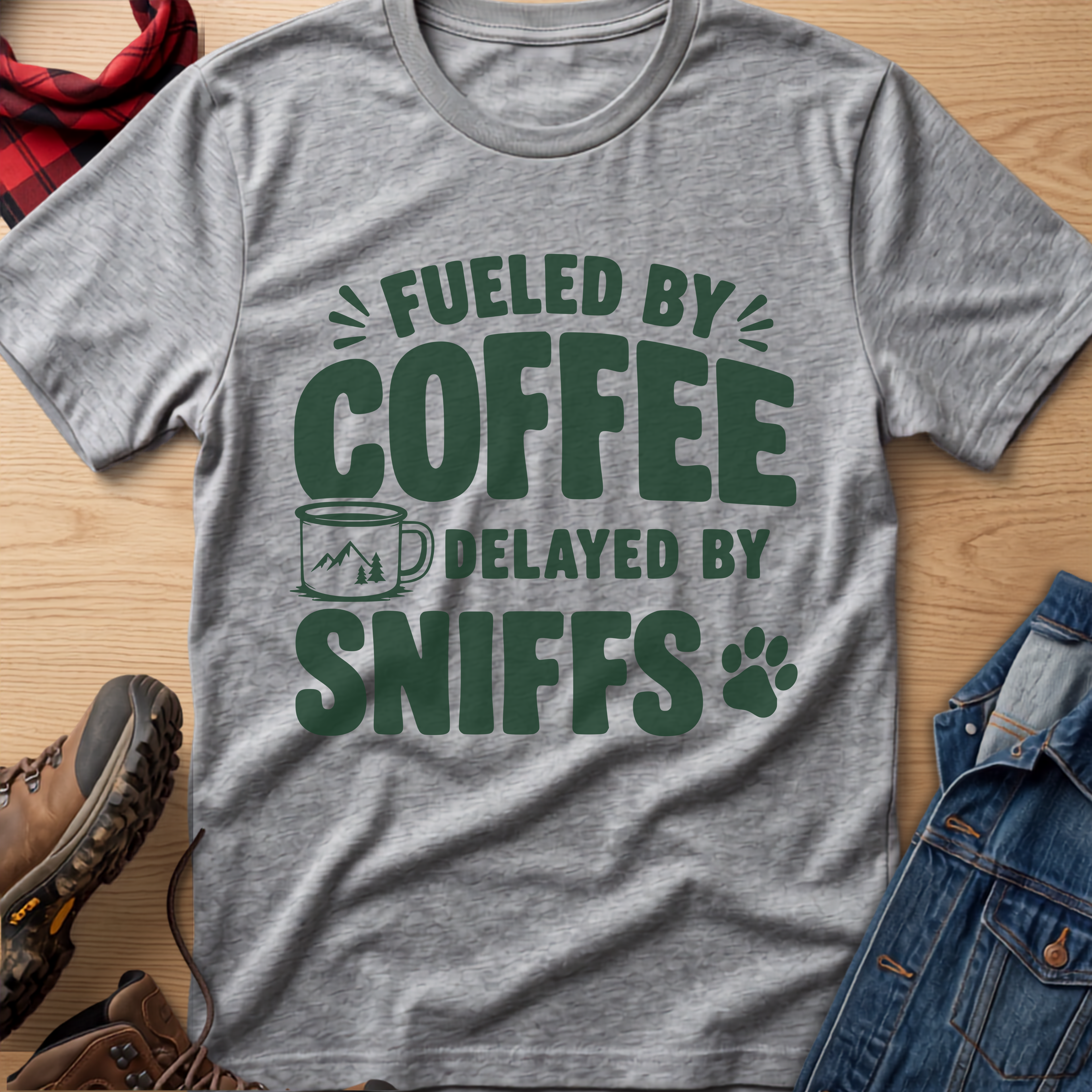 Fueled by Coffee, Delayed by Sniffs Unisex Tee