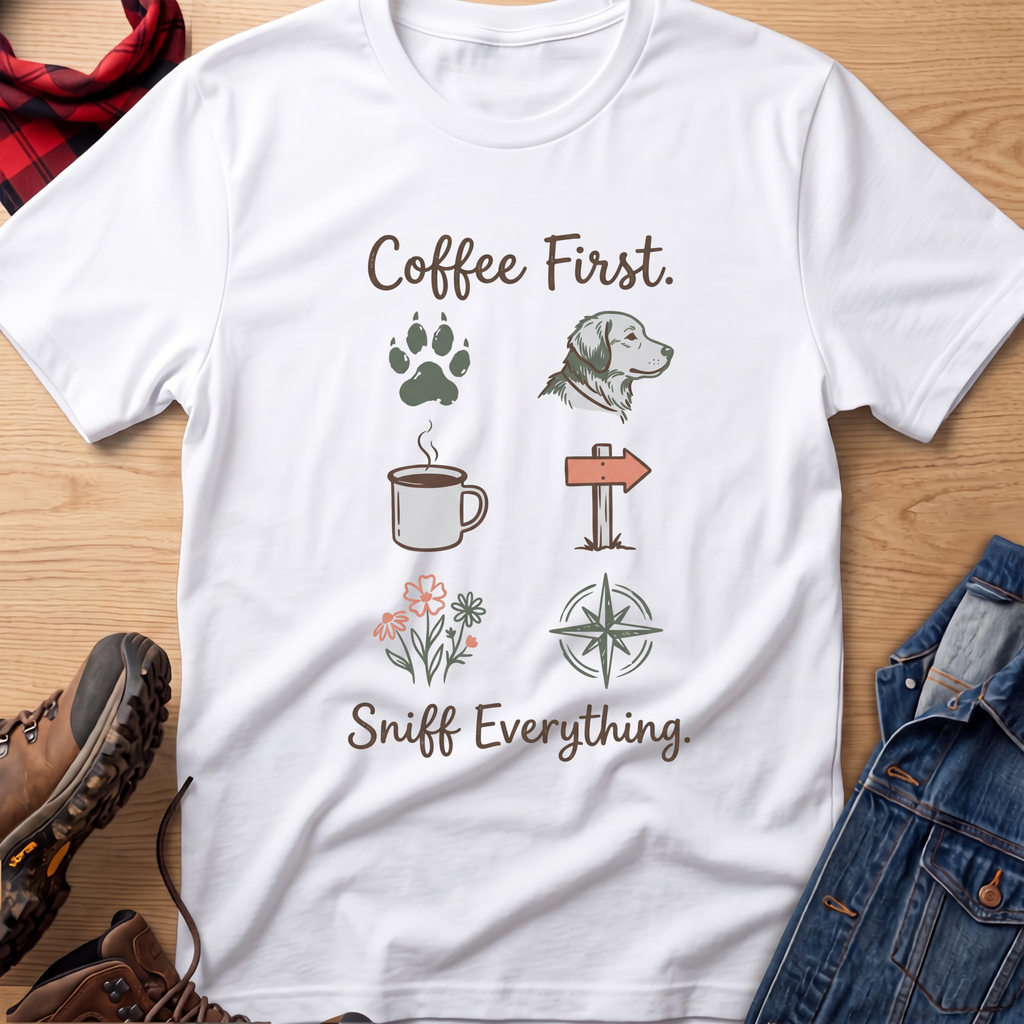 Coffee First. Sniff Everything. Unisex Tee