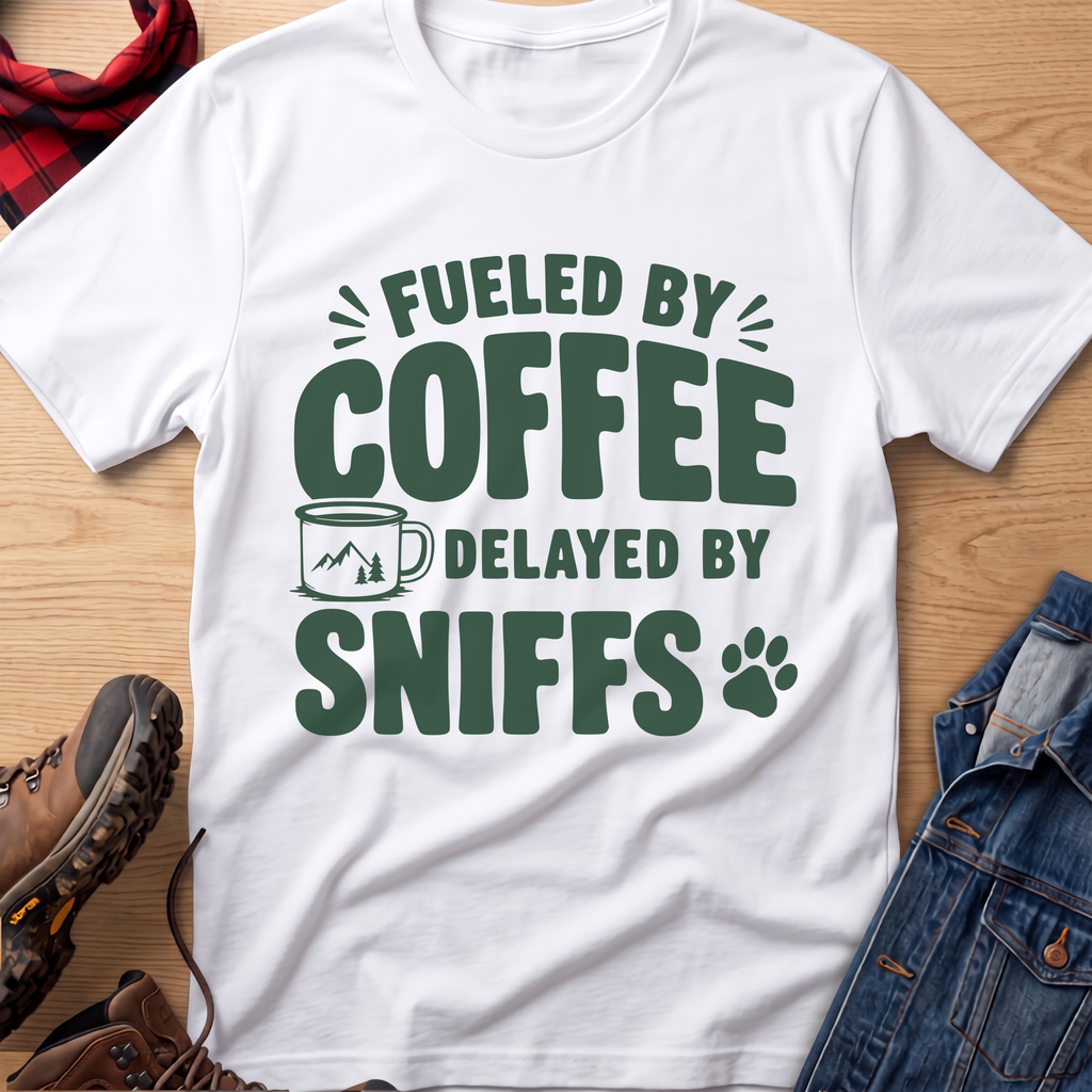 Fueled by Coffee, Delayed by Sniffs Unisex Tee